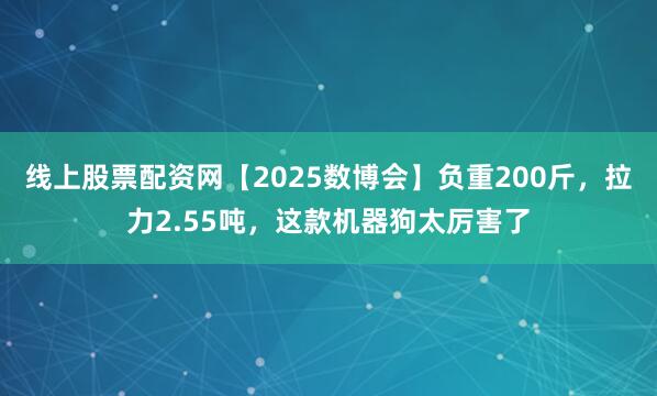 线上股票配资网【2025数博会】负重200斤，拉力2.55吨，这款机器狗太厉害了